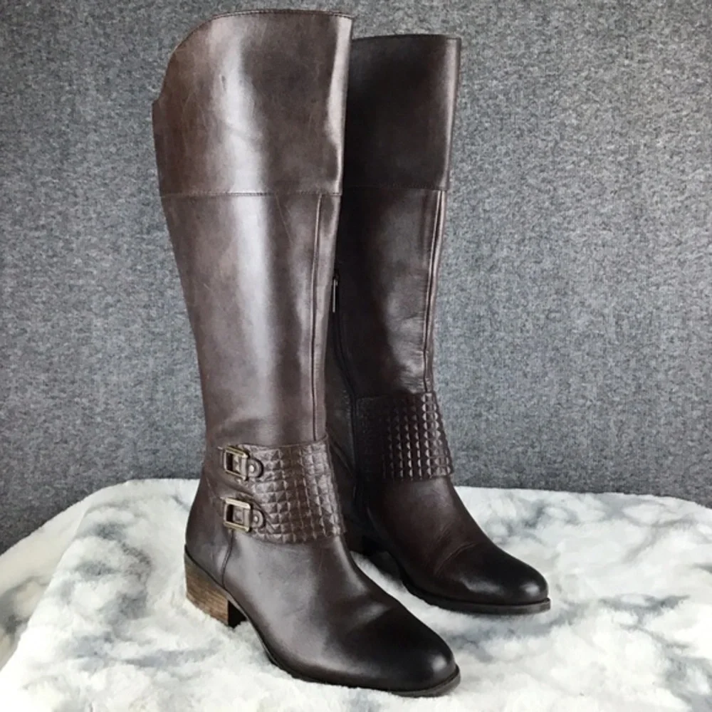 Vince Camuto Brown Leather Knee-High Boots Size 7.5‎